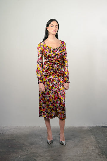 Floral Pleated Midi Dress