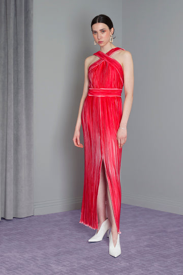Two Tone Origami Pleat Gown