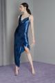Bias Cowl asymmetric draped terciopelo dress