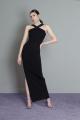 Ponte Cross Front Gown in Black